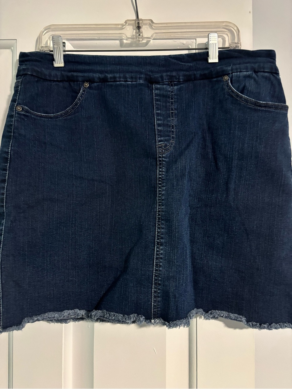 Style & Co. Navy Blue Denim Mini Skirt with Frayed Hem